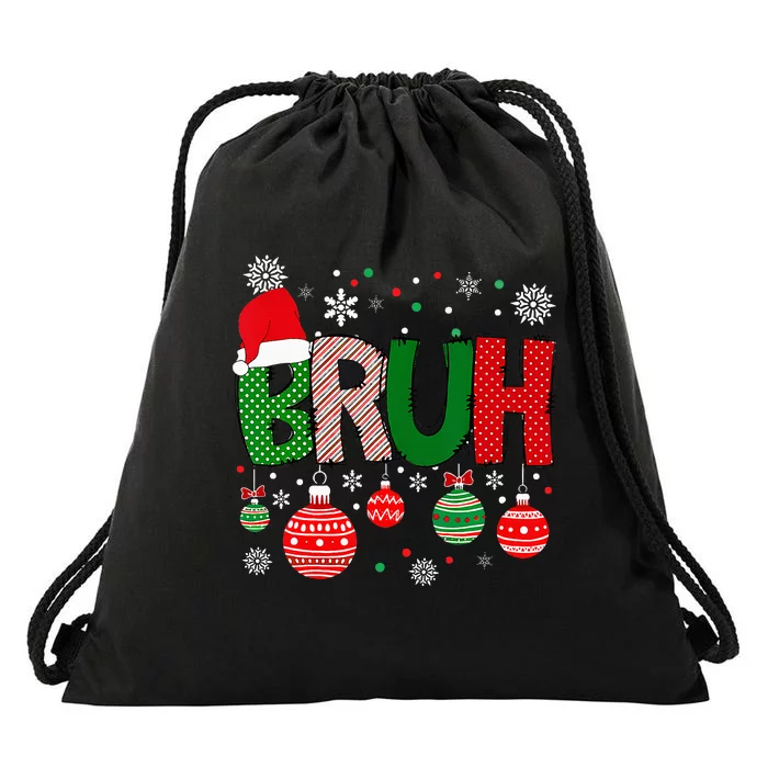 Bruh Meme Funny Saying Bro Greeting Christmas Drawstring Bag