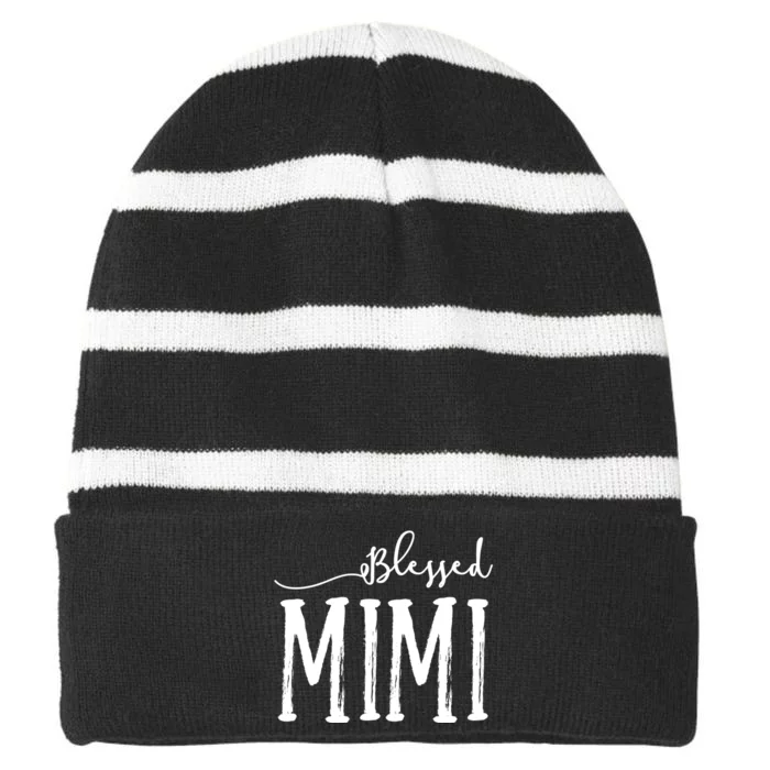 Blessed Mimi For Grandma Women Christmas MotherS Day Striped Beanie with Solid Band