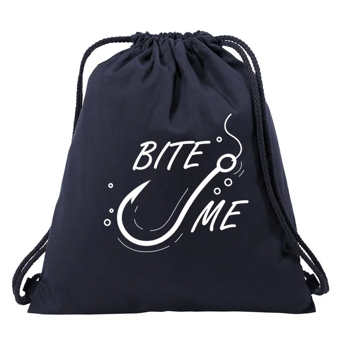 Bite Me Funny Fishing Graphic Great Gift Drawstring Bag