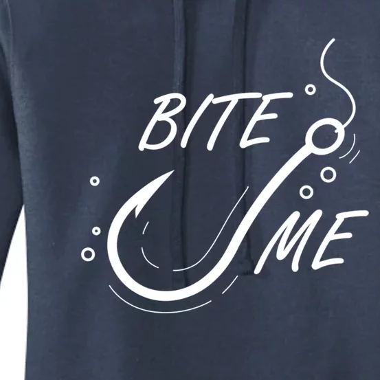 Bite Me Funny Fishing Graphic Great Gift Women's Pullover Hoodie