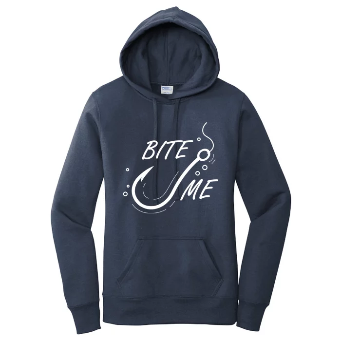 Bite Me Funny Fishing Graphic Great Gift Women's Pullover Hoodie