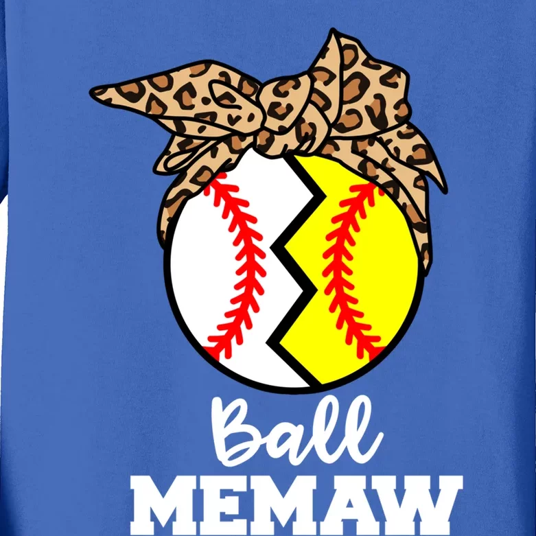 Ball Memaw Funny Baseball Softball Memaw Great Gift Kids Long Sleeve Shirt