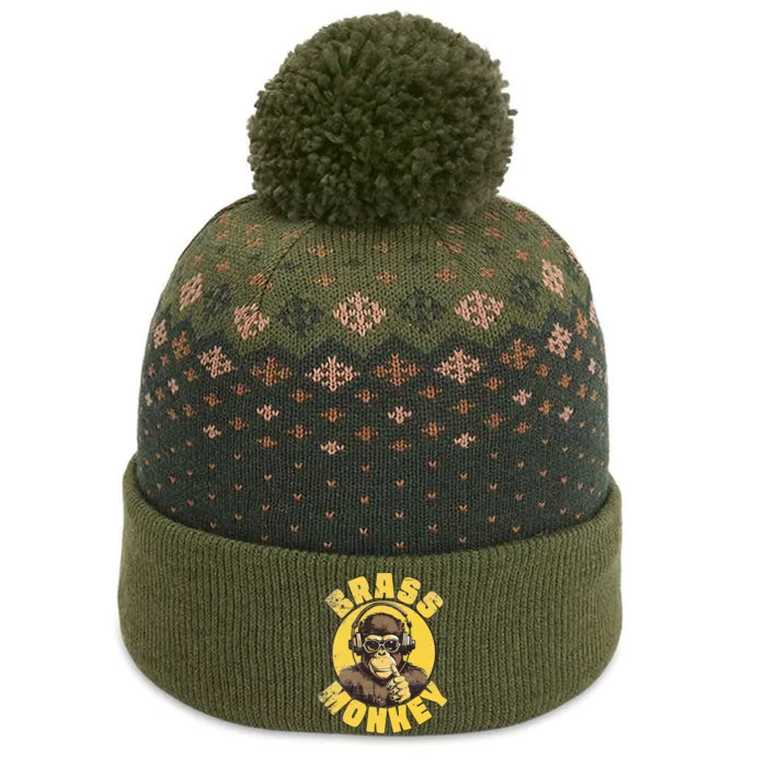 Brass Monkey Funny Cool Music The Baniff Cuffed Pom Beanie