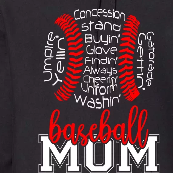 Baseball Mom Funny Sayings Premium Hoodie