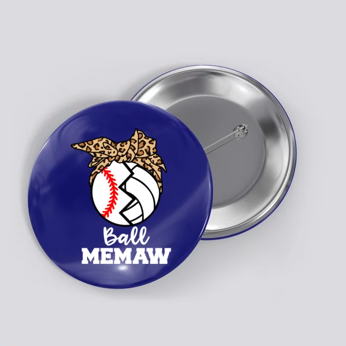 Ball Memaw Funny Baseball Volleyball Memaw Gift Button