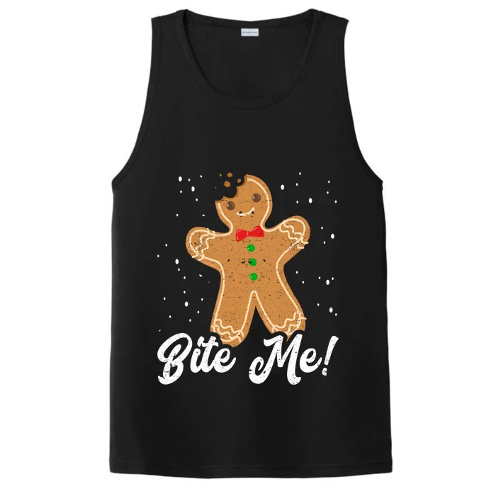 Bite Me Funny Gingerbread Christmas Holiday Cookie Meaningful Gift Performance Tank