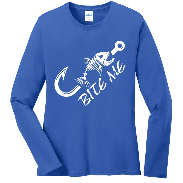 Bite Me Fishing Cool Gift Ladies Long Sleeve Shirt