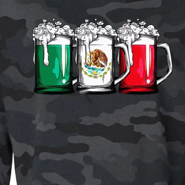 Beer Mexican Flag Cinco de Mayo Mexico Gifts Cropped Pullover Crew