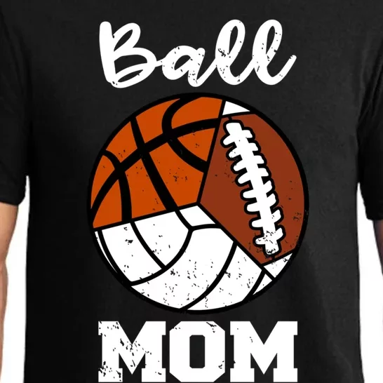 Ball Mom Funny Football Basketball Volleyball Mom Gift Pajama Set