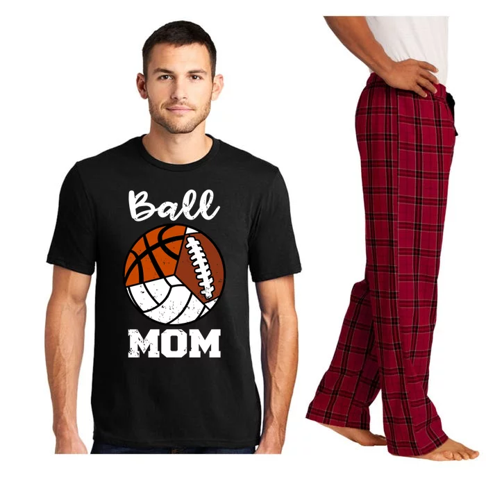 Ball Mom Funny Football Basketball Volleyball Mom Gift Pajama Set