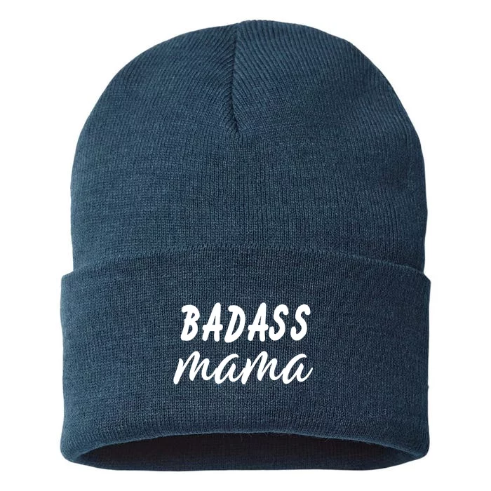 Badass Mama Funny Mom Happy Mothers Day Sustainable Knit Beanie