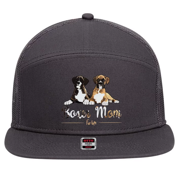 Boxer Mom Fur Life Dog Gifts 7 Panel Mesh Trucker Snapback Hat