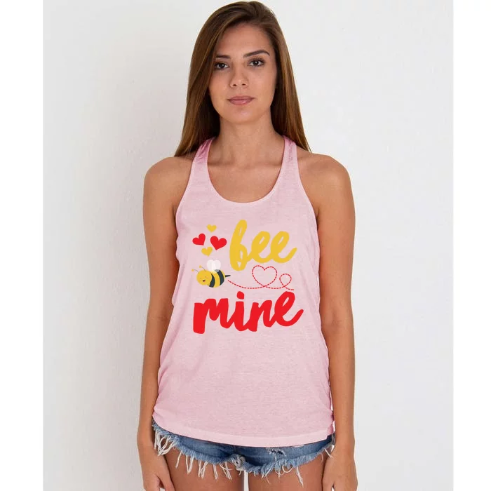 Bee Mine Funny Gift Bees Cute Valentines Day Gift Women's Knotted Racerback Tank