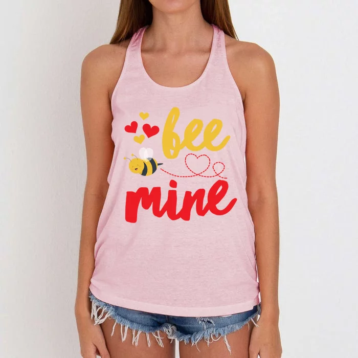 Bee Mine Funny Gift Bees Cute Valentines Day Gift Women's Knotted Racerback Tank