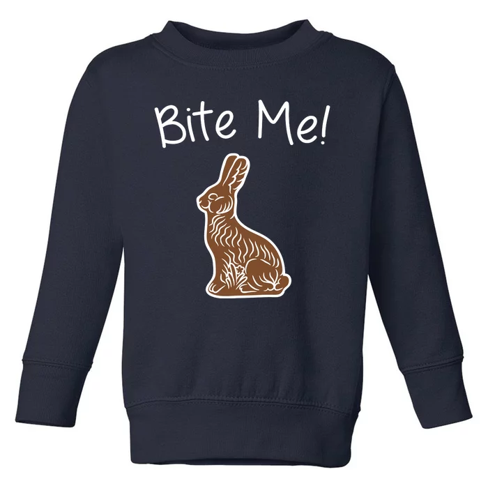 Bite Me Funny Chocolate Easter Bunny Toddler Sweatshirt