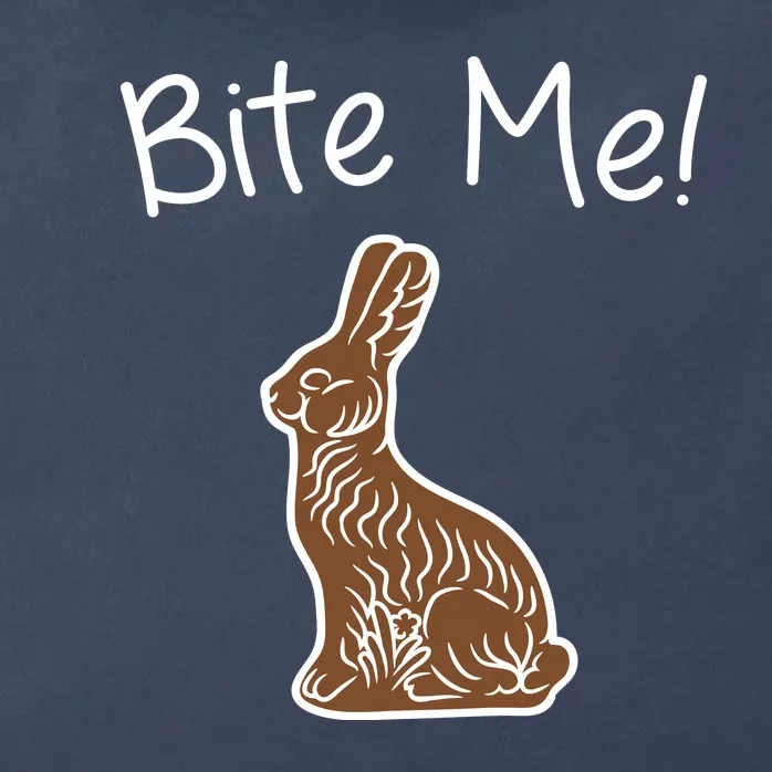 Bite Me Funny Chocolate Easter Bunny Zip Tote Bag