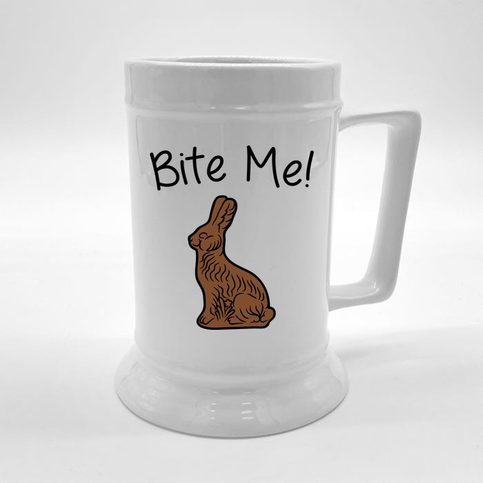 Bite Me Funny Chocolate Easter Bunny Front & Back Beer Stein