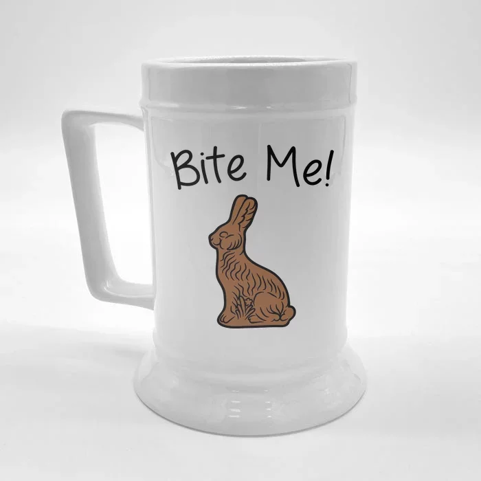 Bite Me Funny Chocolate Easter Bunny Front & Back Beer Stein