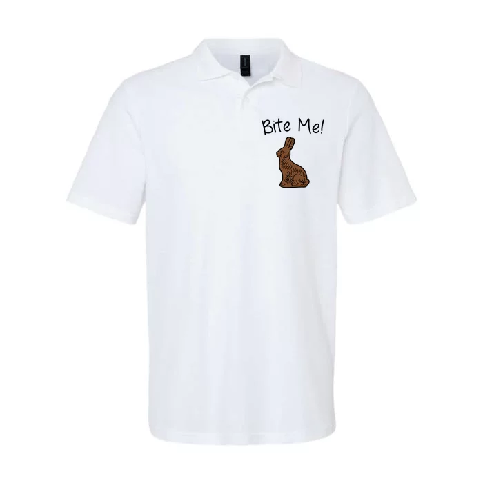 Bite Me Funny Chocolate Easter Bunny Softstyle Adult Sport Polo