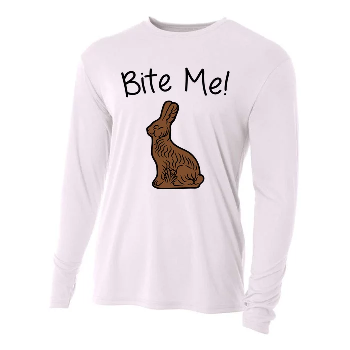 Bite Me Funny Chocolate Easter Bunny Cooling Performance Long Sleeve Crew