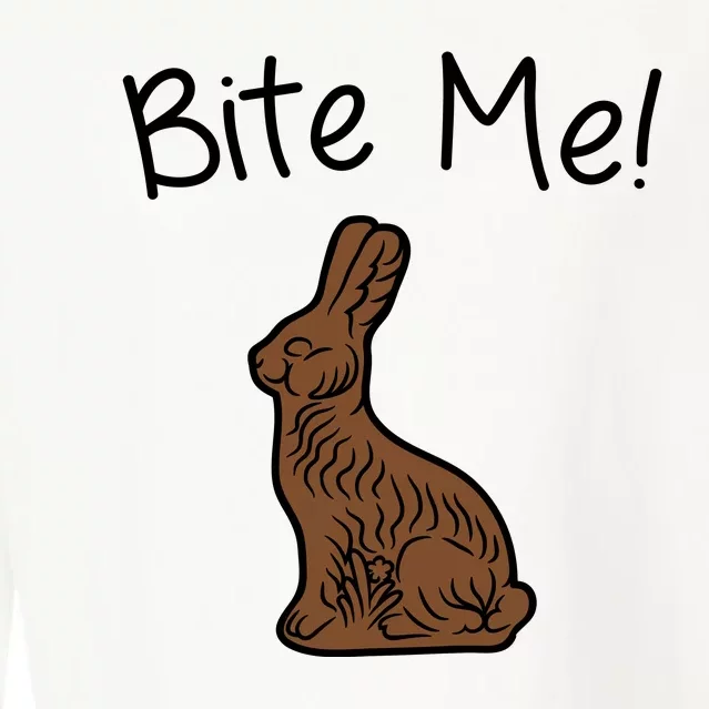 Bite Me Funny Chocolate Easter Bunny Cropped Pullover Crew