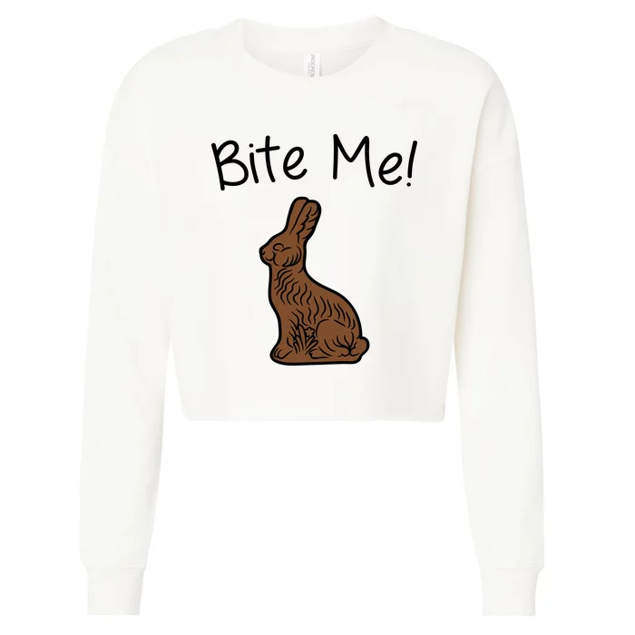 Bite Me Funny Chocolate Easter Bunny Cropped Pullover Crew