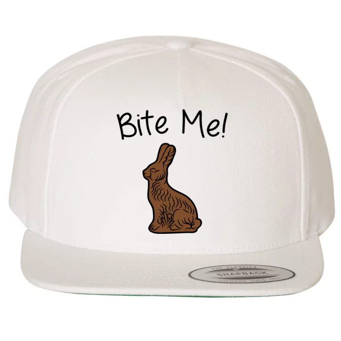 Bite Me Funny Chocolate Easter Bunny Wool Snapback Cap