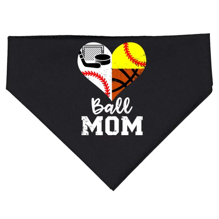 Ball Mom Funny Baseball Softball Basketball Hockey Mom Gift USA-Made Doggie Bandana