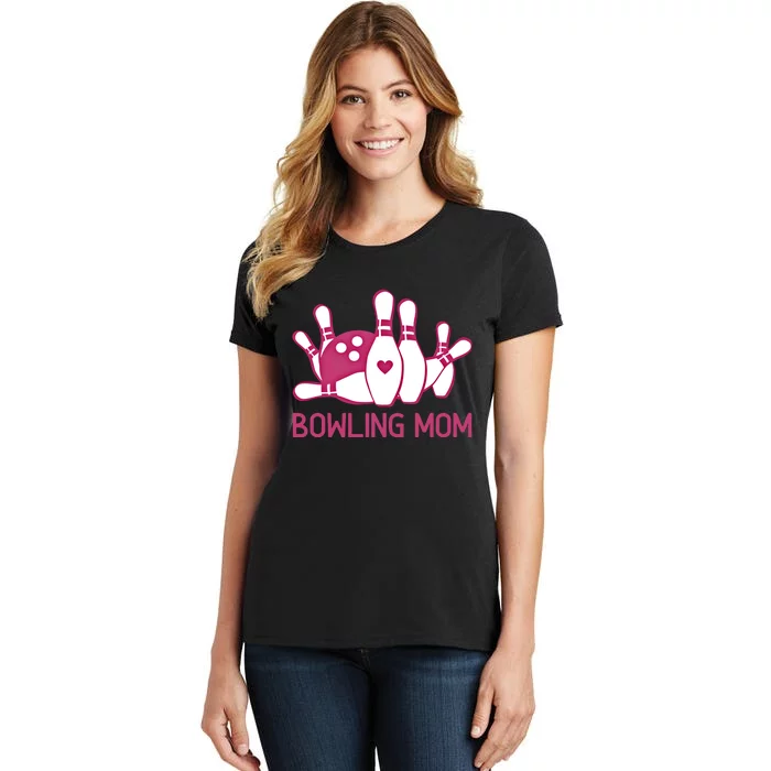 Bowling Mom Funny Gift For Bowlers Pink Bowling Ball Gift Bowl Gift Women's T-Shirt