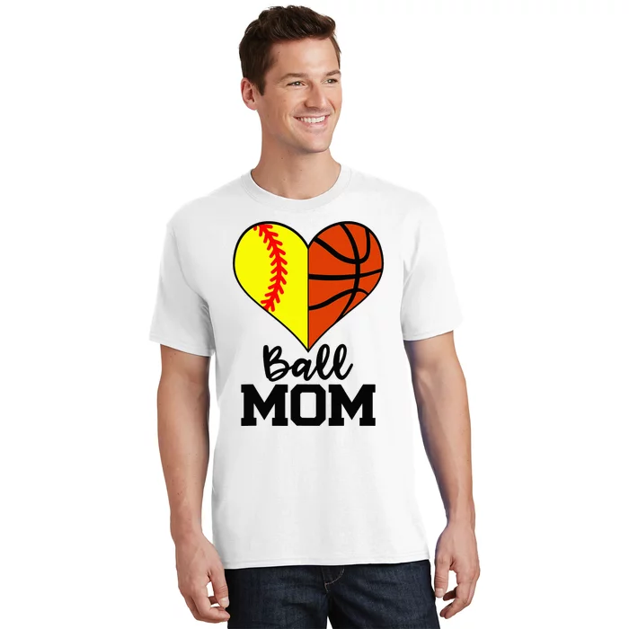 Ball Mom Funny Softball Basketball Player Mom T-Shirt