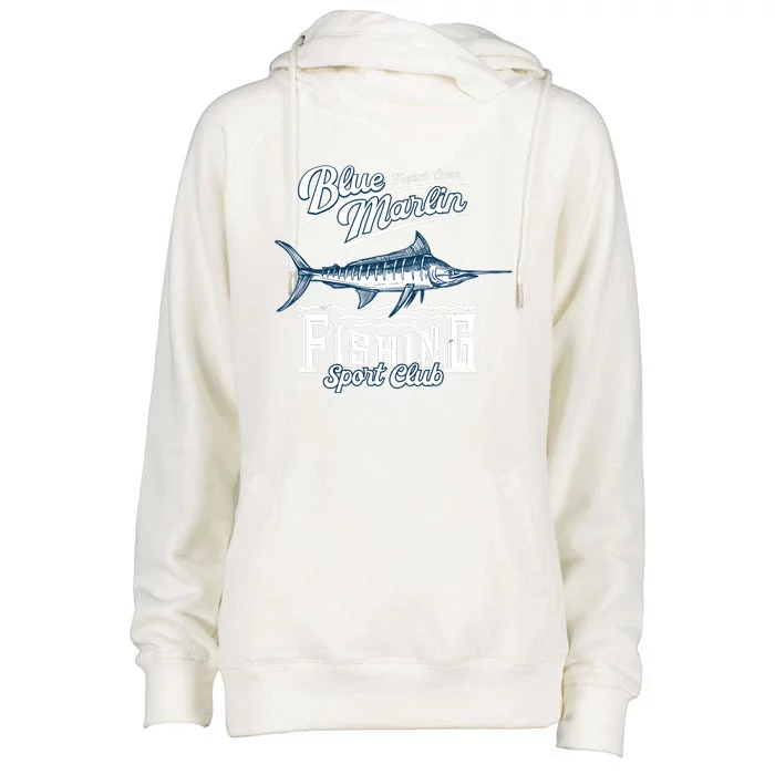 Blue Marlin Fishing And Sports Club Womens Funnel Neck Pullover Hood