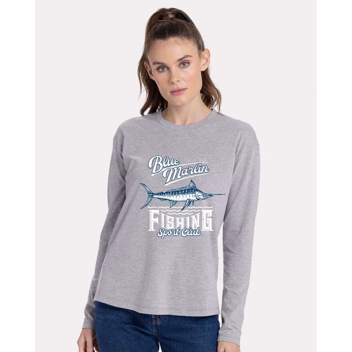 Blue Marlin Fishing And Sports Club Womens Cotton Relaxed Long Sleeve T-Shirt