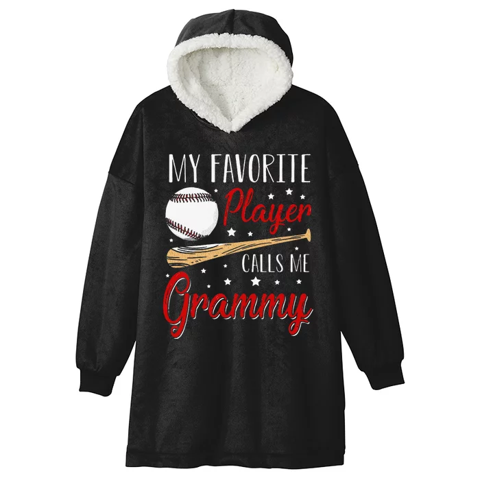 Baseball My Favorite Player Calls Me Grammy Heart Grandma Hooded Wearable Blanket