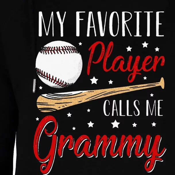 Baseball My Favorite Player Calls Me Grammy Heart Grandma Womens Funnel Neck Pullover Hood