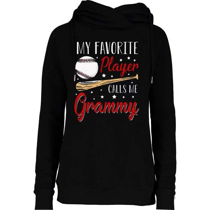 Baseball My Favorite Player Calls Me Grammy Heart Grandma Womens Funnel Neck Pullover Hood