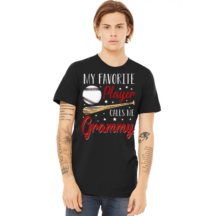 Baseball My Favorite Player Calls Me Grammy Heart Grandma Premium T-Shirt