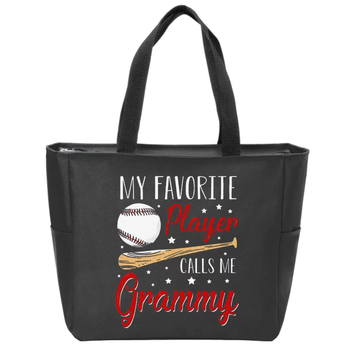 Baseball My Favorite Player Calls Me Grammy Heart Grandma Zip Tote Bag