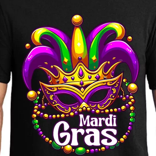 Beads Mask Feathers Hat Mardi Gras Pajama Set