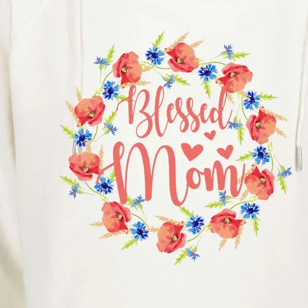 Blessed Mom Floral Style For Mother's Day Womens Funnel Neck Pullover Hood