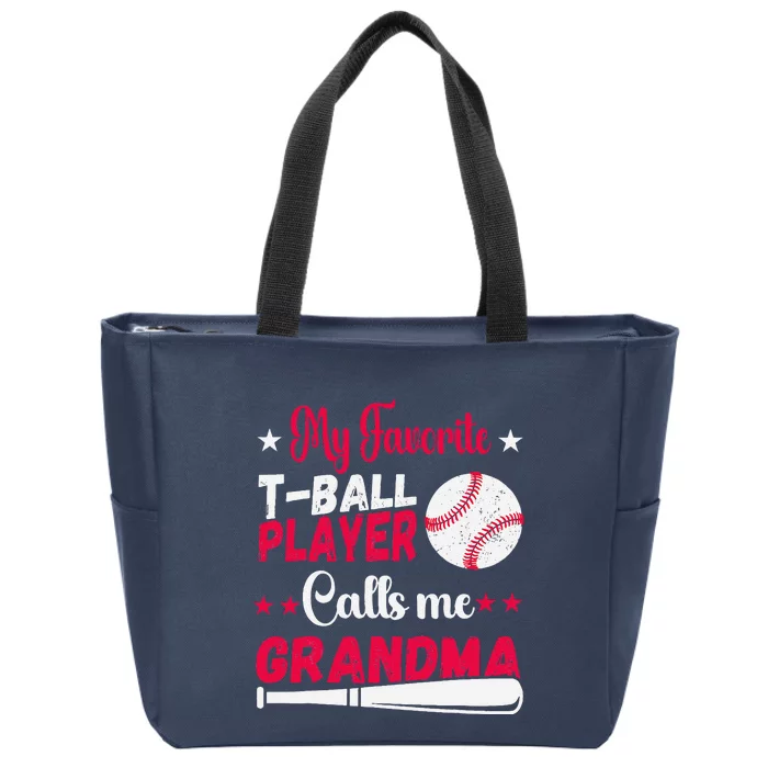 Baseball My Favorite Tball Player Calls Me Grandma Zip Tote Bag