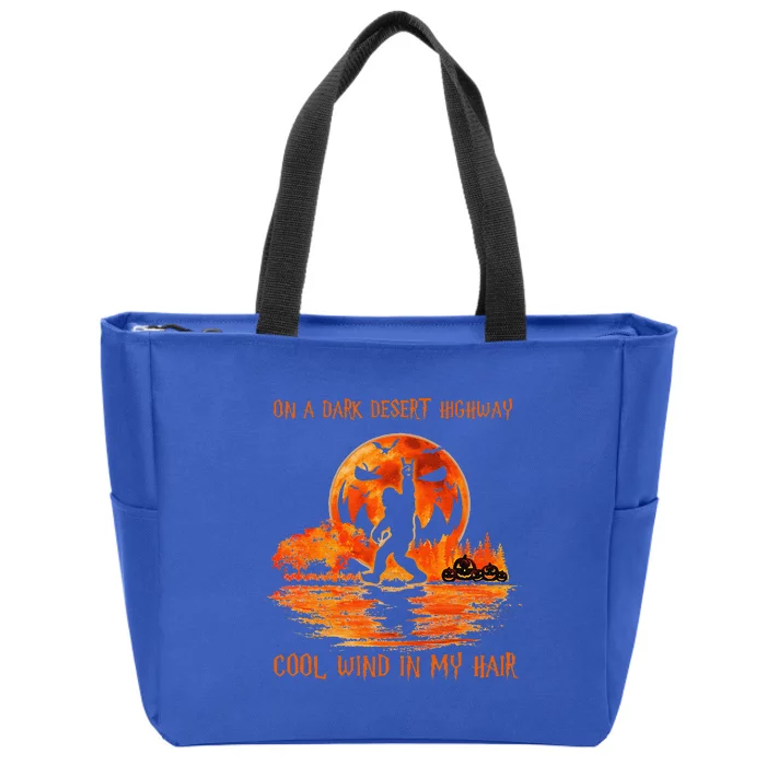 Bigfoot Middle Finger On A Dark Desert Highways Halloween Zip Tote Bag