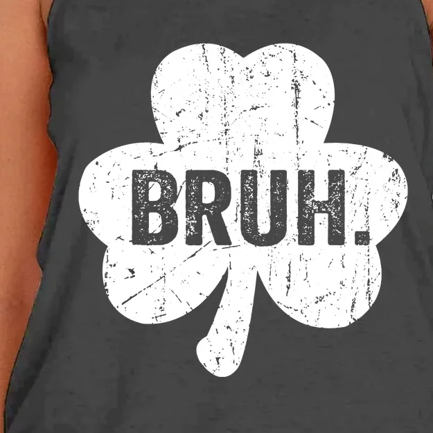 Bruh Meme Funny Saying Bro Greeting Teen Boy St Patricks Day Women's Knotted Racerback Tank