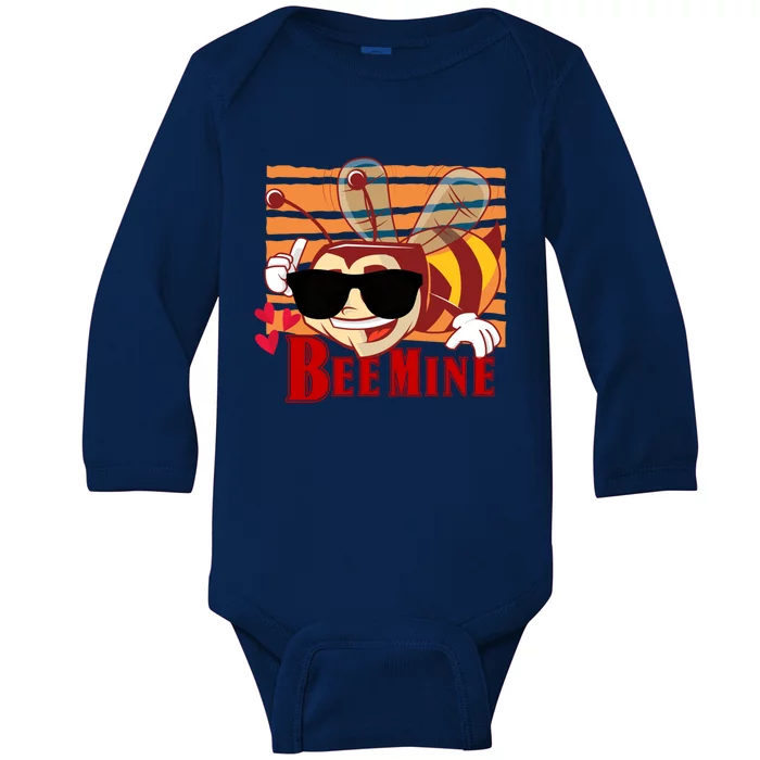 Bee Mine Funny Honeybee Valentine's Day Beekeeper Gift Baby Long Sleeve Bodysuit