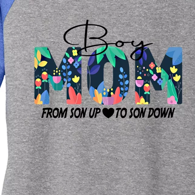 Boy Mom From Son Up To Son Down Funny Mother's Day Fun Mama Gift Women's Tri-Blend 3/4-Sleeve Raglan Shirt