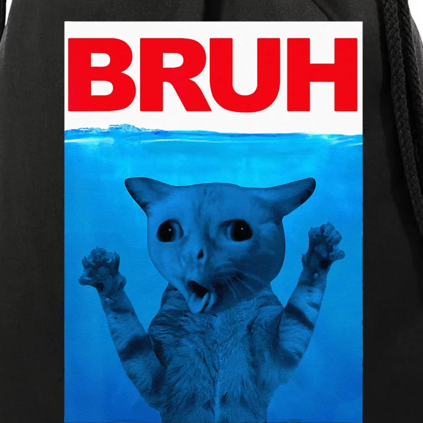 Bruh Meme Funny Saying Brother Greeting Teens Bruh Cat Drawstring Bag