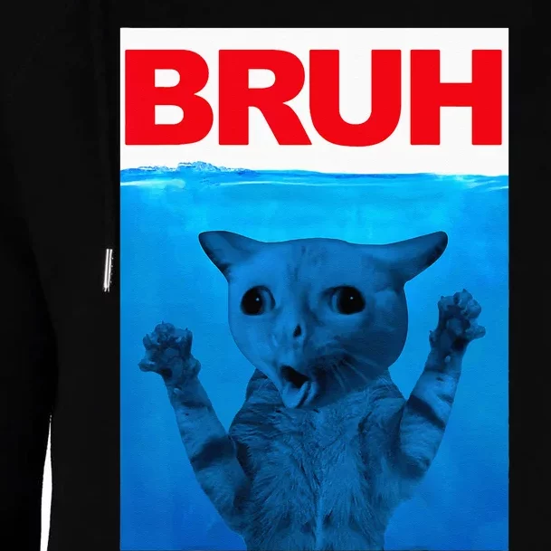 Bruh Meme Funny Saying Brother Greeting Teens Bruh Cat Womens Funnel Neck Pullover Hood