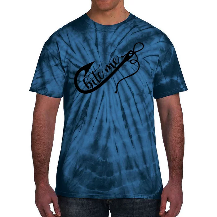 Bite Me Fishing Hook Funny Fishing Tie-Dye T-Shirt