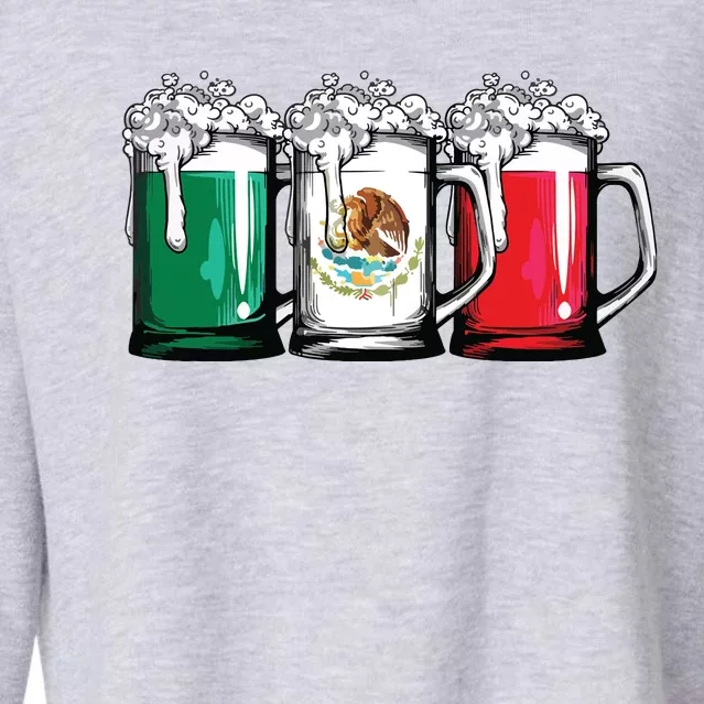 Beer Mexican Flag T Cinco De Mayo Mexico Gifts Cropped Pullover Crew