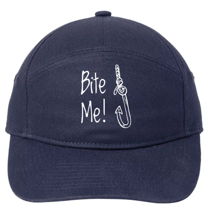 Bite Me Funny Fishing Gift 7-Panel Snapback Hat