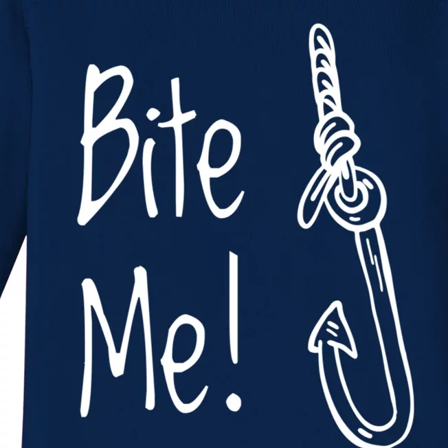 Bite Me Funny Fishing Gift Baby Long Sleeve Bodysuit